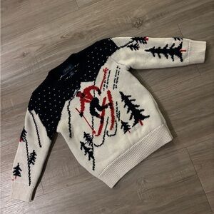 Polo by Ralph Lauren Skier Pattern Sweater - Black,Red, and Cream Cotton Blend